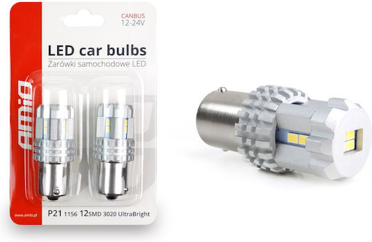 Set Lămpi Auto Led Canbus Compatibil P21 R5w/r10w 22 Smd Albe 12v/24v Proiectate Pentru Competiții Auto Off-road
