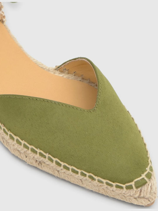 Satin Pointy Ballerinas Green