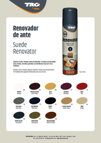 TRG Renovator Spray for Restoration and Protection of Nubuck Suede Microfiber Dark Brown