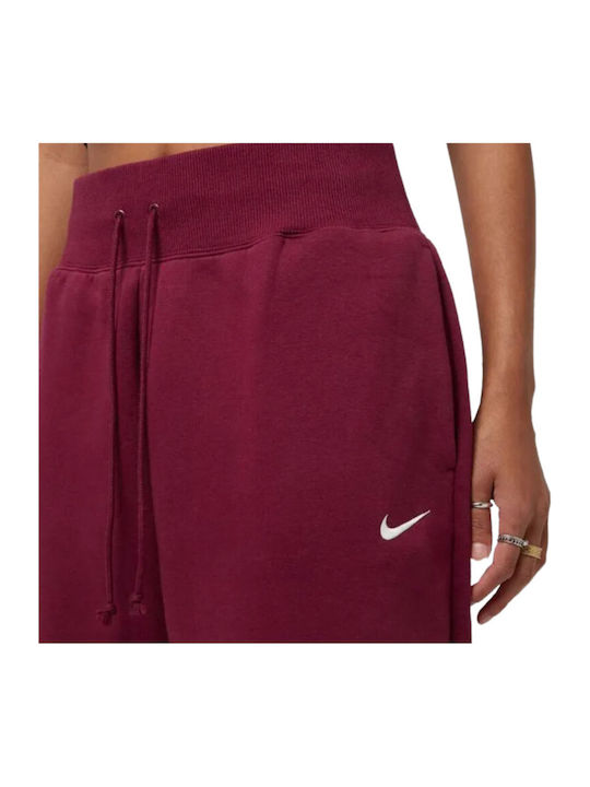 High Waist Sweatpants Fleece Red