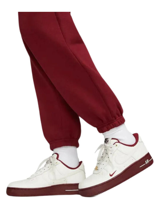 High Waist Sweatpants Fleece Red