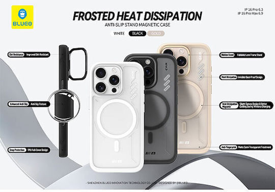 Blueo Frosted Anti-slip Stand Magsafe Case Iphone 16 Pro Max Gold