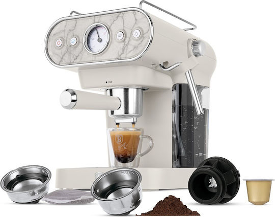 Berlinger Haus Μηχανή Espresso 950W Πίεσης 20bar Λευκή BH-9859