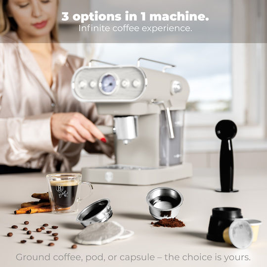Berlinger Haus Μηχανή Espresso 950W Πίεσης 20bar Λευκή BH-9859