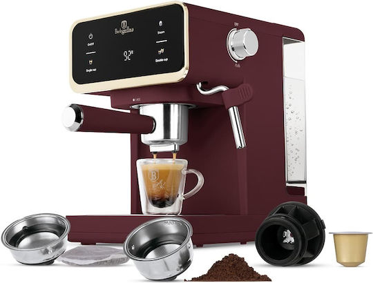 Berlinger Haus Μηχανή Espresso 950W Πίεσης 20bar Matte Burgundy BH-9848