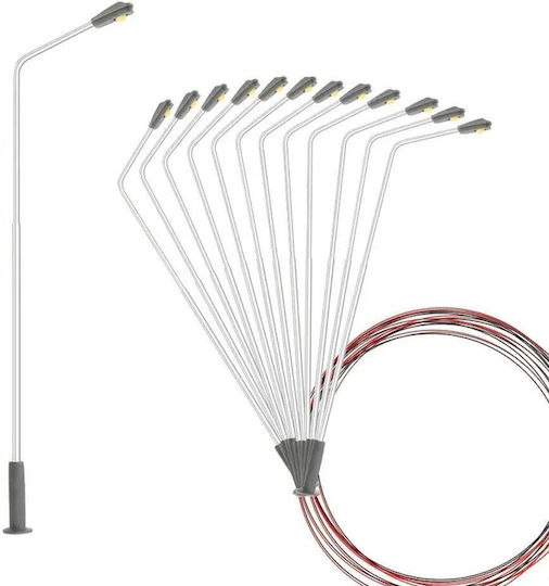 Model Lamp Metallic 1:75 Warm Light H14.2cm Set 10 Pieces