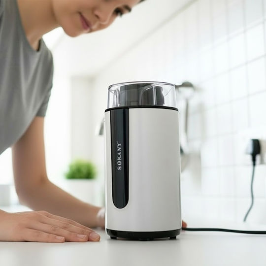 Sokany 200W Elektrische Kaffeemühle 75g Getreidekapazität Schwarz Weiß