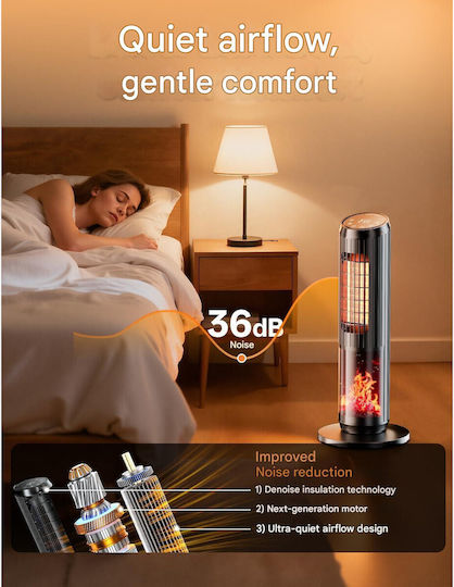 Ceramic Fan Heater Room Floor Negru 2000W