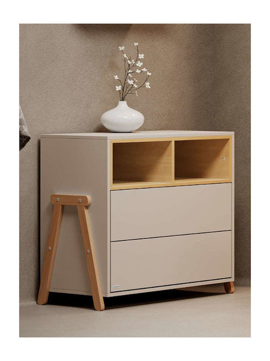 Baby Dresser with 2 Drawers Ecru 94x51x88cm
