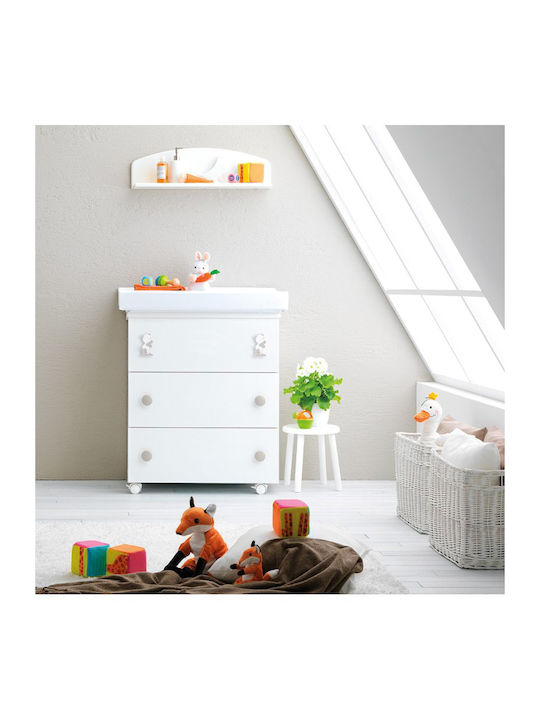 Birillo Dulap cu Sertare pentru Bebeluși cu 3 Sertare Albă 76x45x90cm