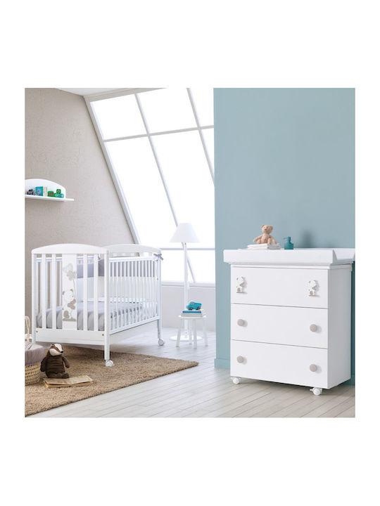 Birillo Dulap cu Sertare pentru Bebeluși cu 3 Sertare Albă 76x45x90cm