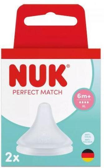 Nuk Perfect Match Silicone Bottle Teats High Flow For 6+ Months 2 Pieces