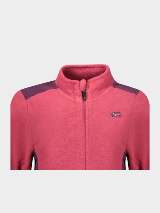 Fleece Women's Cardigan with Zipper Pink
