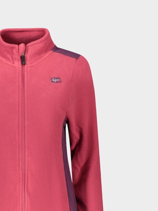 Fleece Women's Cardigan with Zipper Pink