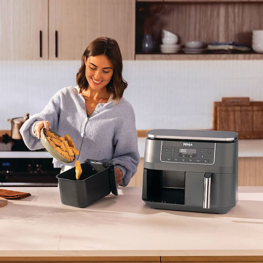 Ninja Air Fryer with Double Detachable Bucket 7.6lt Gray DZ300EU