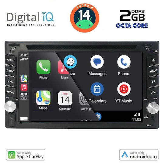 Digital IQ Ηχοσύστημα Αυτοκινήτου 2004 (Bluetooth/USB/WiFi/GPS/Apple-Carplay/Android-Auto) με Οθόνη Αφής 6.5"