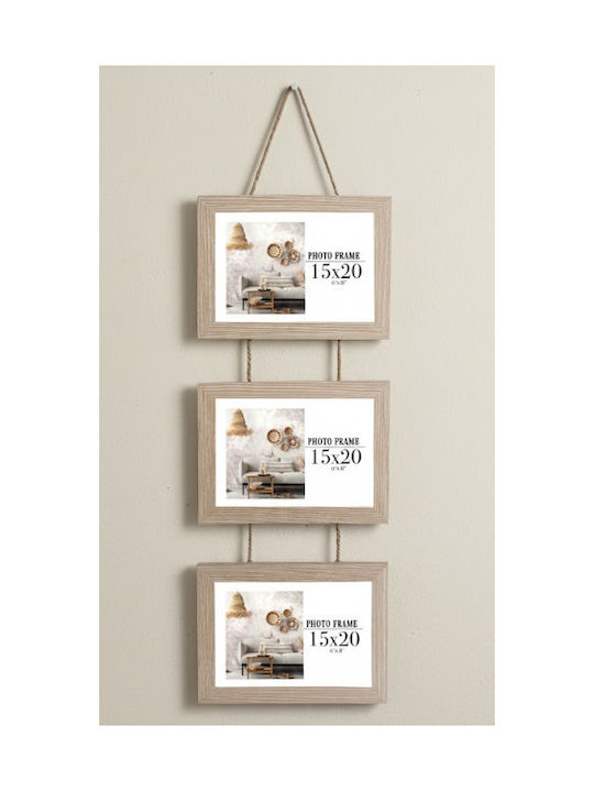 Tpster Wall-Mounted Multi Picture Frame 3 Positions Wooden with Beige Frame