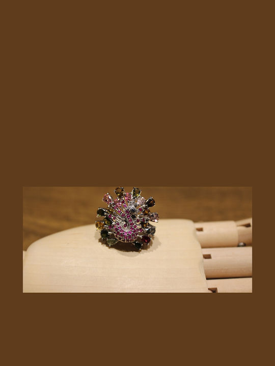 925 Ring Natural Tourmalines Rubies Size 15