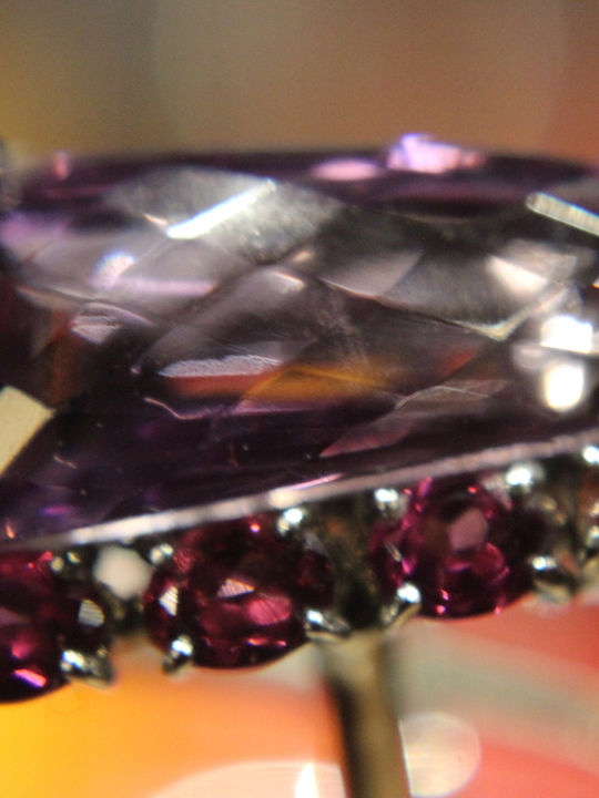 Silver Ring Natural Rhodolite Amethyst 925 Size 15