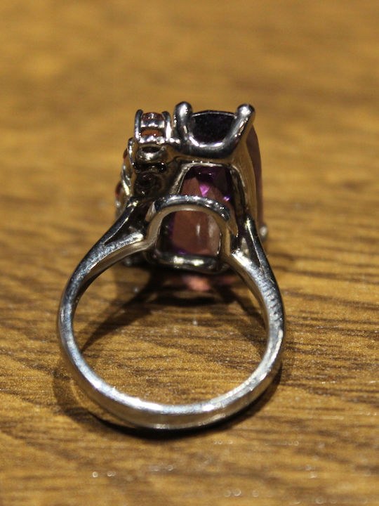 Silver Ring Natural Rhodolite Amethyst 925 Size 15