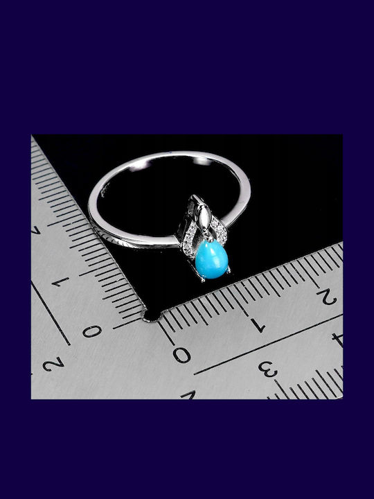 925 Silver Delicate Ring Turquoise Zircon Size 15 925 Silver Delicate Ring Turquoise Zircon Size 15