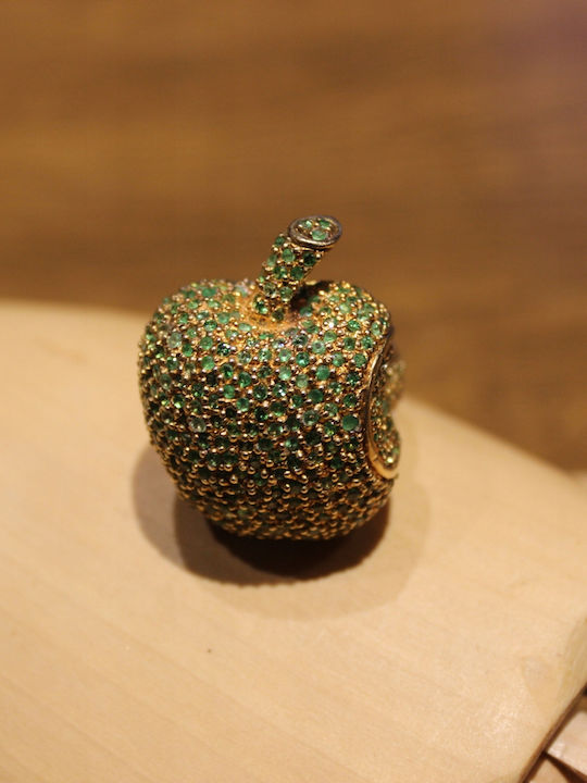 Silver Apple Ring Tsavorite R15