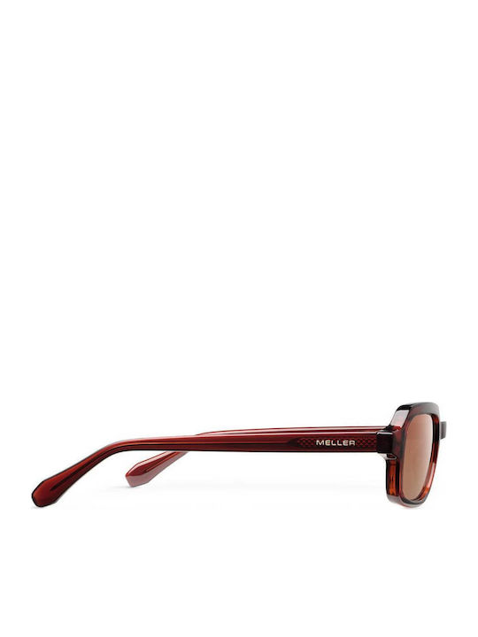 Meller Dotia Unisex Sunglasses With Red Horn-Rimmed Frame And Brown Polarized Lens