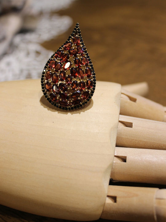 Silver Ring Garnet Spinel 925 Size 14.5