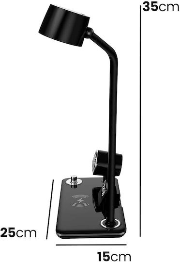 Avizar 3-in-1 Led Table Lamp Bluetooth Speaker Charging Station Black