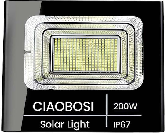 Avizar Proiector Led Solar 200w Ip67 Panou Solar Separat Telecomanda Negru Transparent