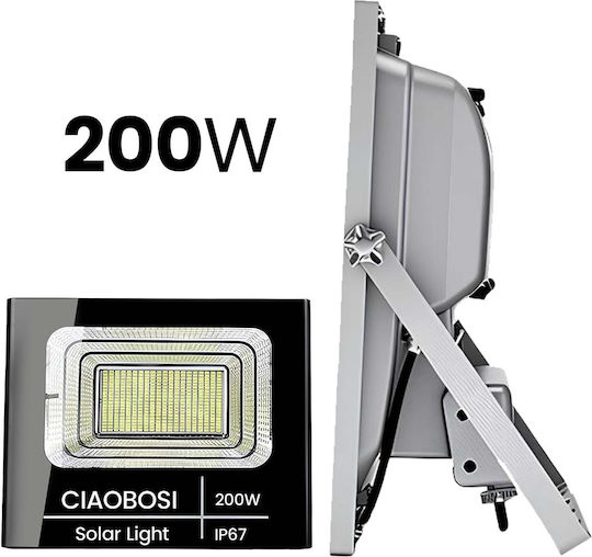 Avizar Proiector Led Solar 200w Ip67 Panou Solar Separat Telecomanda Negru Transparent