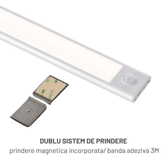 Dasbo Lampă Slim Led Cu Senzor De Mișcare Montare Magnetică Leduri Puternice Wireless Usb Reîncărcabilă Baterie Alb Cald Alb Rece 3 Moduri De Iluminare 3000k-6000k Bucătărie Hol Dressing Garaj Lungime 60 Cm