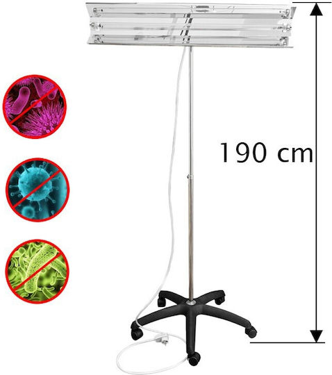 Uvc 55w Bactericidal Lamp Adjustable Mobile Stand Height Adjustable 100-190 Cm Sterilization
