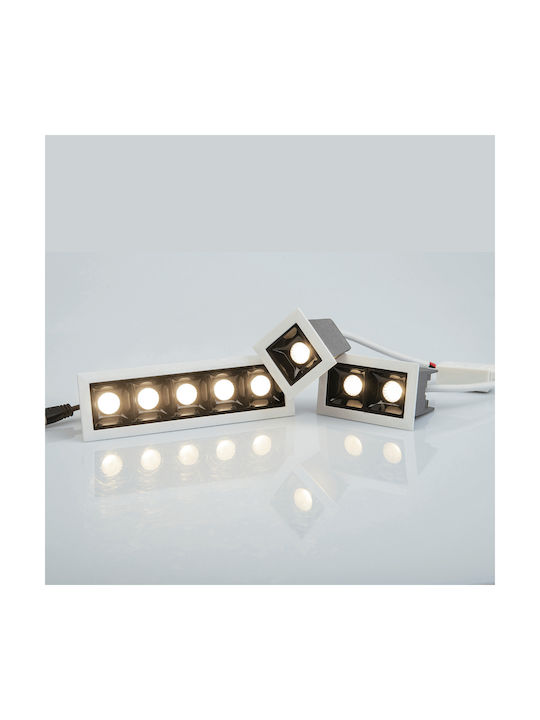 Zambelis Lights Square Metallic Recessed Spot with Integrated LED and Warm White Light White 4.5x4.5cm. 1pcs