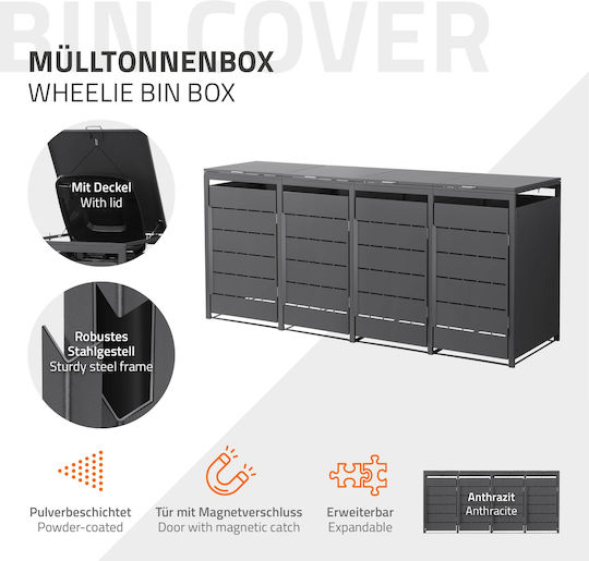 ML-Design Plastic Waste Bin 240lt Gray