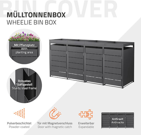 ML-Design Πλαστικός Κάδος Απορριμμάτων 240lt Γκρι