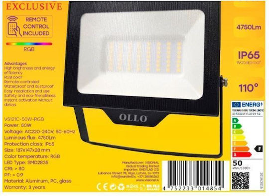 Ollo Waterproof LED Flood Light 50W RGB IP65