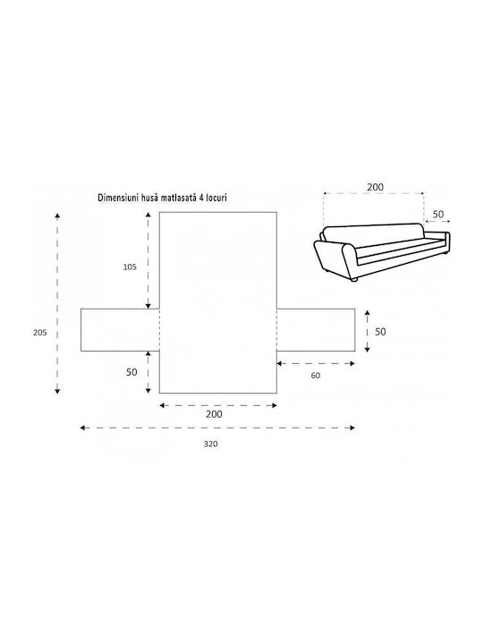 Sofazip Elastische Abdeckung für Fünfsitzer-Sofa Cappuccino - Ivory 240εκ. 1Stück SZMATCAIV