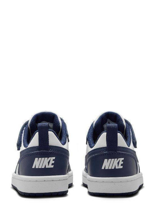 Court Borough Low Kids Sneakers with Hoop & Loop Closure White