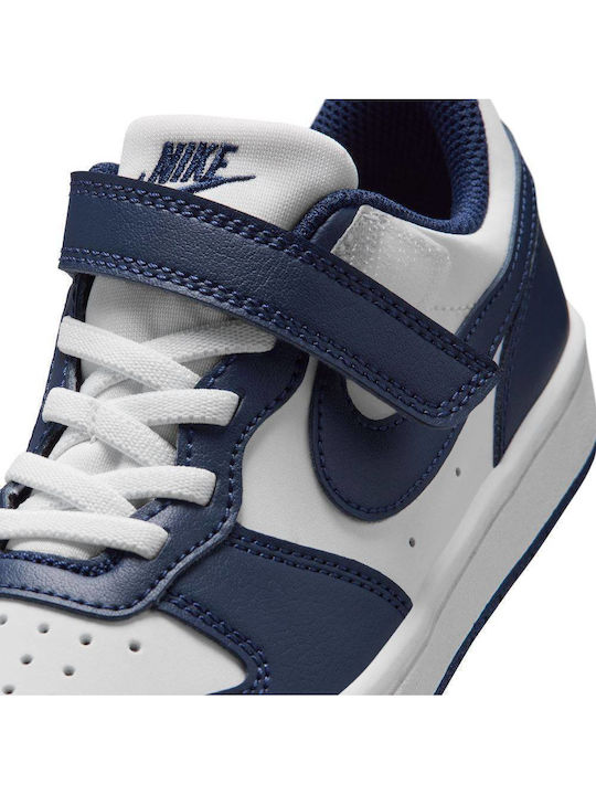 Court Borough Low Kids Sneakers with Hoop & Loop Closure White