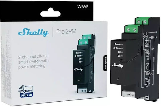 Shelly Wave Pro 2pm Διακόπτης Ράγας WiFi 230V 16A