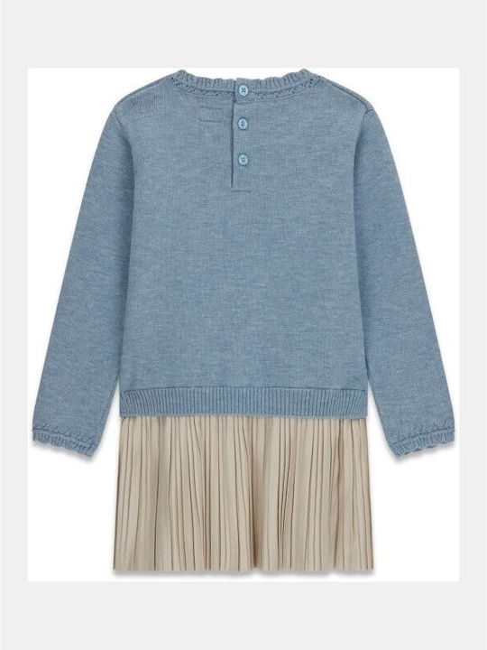 Children's Dress Long Sleeve Knitted Blue And Light Melan