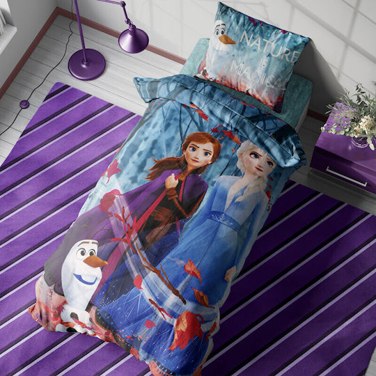 Dimcol Set Kids Duvet Cover Single with Pillowcase Cotton Multicolored 160x240cm