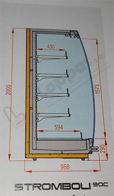Tecnodom Stromboli 90 C Vitrină frigorifică Self-Service fără Motor 832lt 125x96.8x200cm.