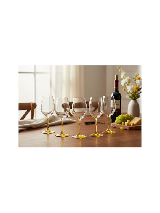 Domumart Set de pahare pentru Vin Alb din Cristal în Culoarea Alb Cu picior 350ml 6buc