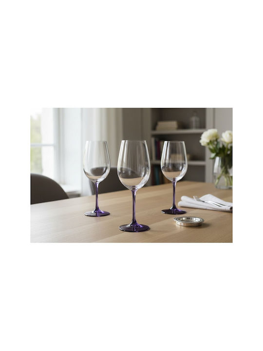 Domumart Set de pahare pentru Vin Alb din Cristal în Culoarea Violet Cu picior 450ml 6buc