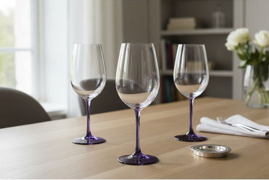 Domumart Set Gläser für Weißwein aus Kristall in Lila Farbe Mit Stiel 450ml 6Stück