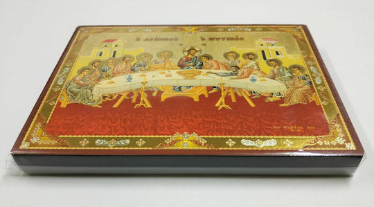 The Last Supper Icon Flat Gold Embossed Category Paper Xkl No 1 Dimension 14.0cm X 20.0cm Icon Wood Mdf S&K Byzantine Icons