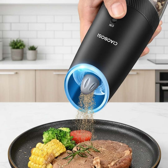 Avizar Rechargeable Electric Gravity Mill Pepper Salt Transparent Black