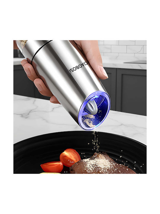 Avizar Electric Gravity Mill Pepper Salt Ceramic Mechanism Silver